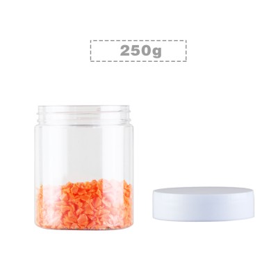 8oz Clear Straight Sided Glass food grade body butter jar with White Plastic locking lid cosmetic plastic jars with lids