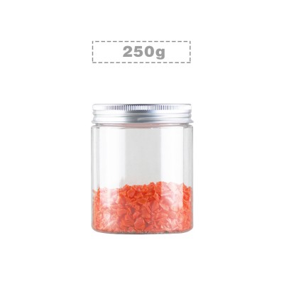 250g empty PET plastic jars aluminum silver lids clear pots cosmetic container