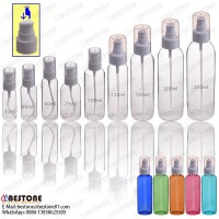 30ml50ml60ml75ml100ml120ml150ml200ml pet round shape skin care cosmetic plastic pump spray bottle for lotion and cream packaging